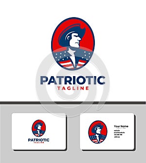 Outstanding logo template design that illustrates emblem logo of the patriot icon