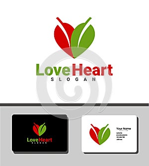 Outstanding logo template design that illustrates leaf icon forming heart for healthcare