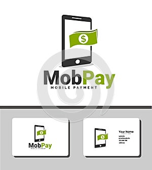 Outstanding logo template design that illustrates mobile phones and money for finance companies