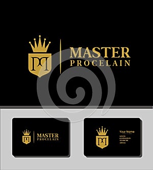 Outstanding logo template design that illustrates shield icon, and M P letter for business companies