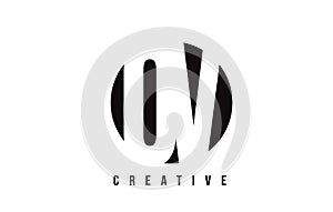 OV O V White Letter Logo Design with Circle Background.