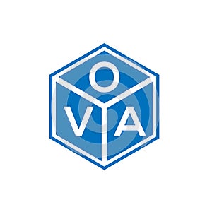 OVA letter logo design on black background. OVA creative initials letter logo concept. OVA letter design