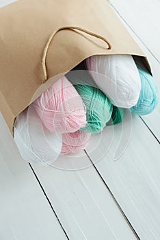 Oval acrylic wool yarn thread skeins with kraft package