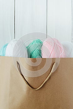 Oval acrylic wool yarn thread skeins with kraft package