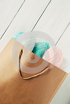 Oval acrylic wool yarn thread skeins with kraft package