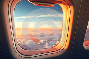 Oval airplane window. Generate Ai