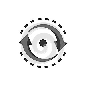 Oval with arrows icon in flat style. Consistency repeat vector illustration on white isolated background. Reload rotation business