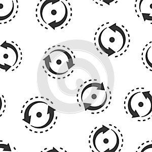 Oval with arrows icon seamless pattern background. Consistency repeat vector illustration on white isolated background. Reload