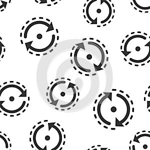 Oval with arrows icon seamless pattern background. Consistency repeat vector illustration on white isolated background. Reload