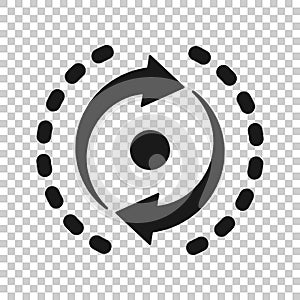 Oval with arrows icon in transparent style. Consistency repeat vector illustration on isolated background. Reload rotation