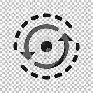 Oval with arrows icon in transparent style. Consistency repeat vector illustration on isolated background. Reload rotation