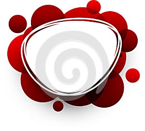 Oval background with red bubbles.