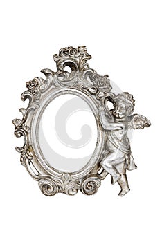 Oval baroque silver picture frame