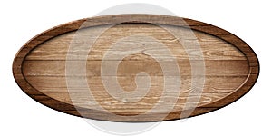 Oval board made of natural wood and with dark frame