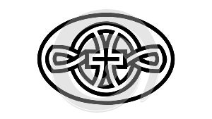 Oval Celtic Knot Design, Interwoven Abstract Pattern, vector design Generative AI