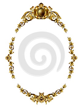 Oval classic golden picture baroque frame set