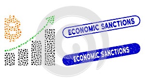 Oval Collage Bitcoin Growth Trend with Distress Economic Sanctions Watermarks