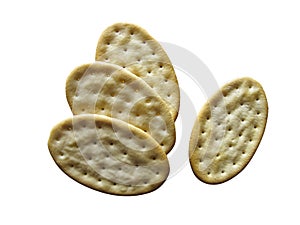 oval crackers isolated, a group of three and a single