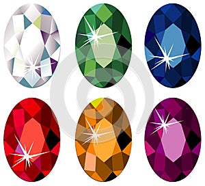 Oval cut precious stones with sparkle photo