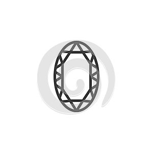 Oval diamond line icon