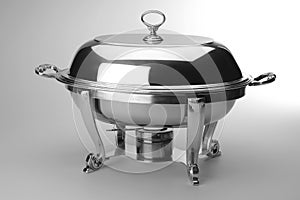 Oval food warmer in polished steel