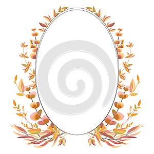 Oval frame with autumn leaves and branches