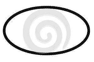 Oval Frame from black rope for Your Element Design, Isolated on White