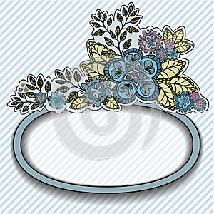 Oval frame with blue flowers