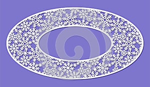 Oval frame, border with snowflakes.