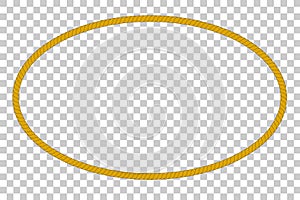 Oval frame from brown rope for your element design at transparent effect background