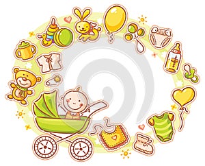 Oval Frame with Cartoon Baby