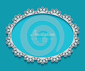 Oval frame with cutout lace border pattern photo