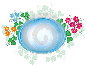 Oval frame with flora - vector