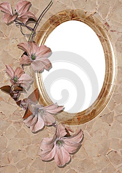 Oval frame with flower