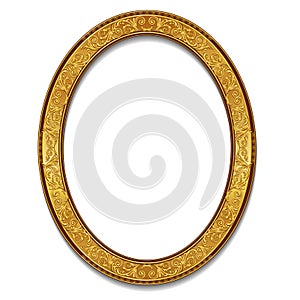 Oval frame gold color with shadow
