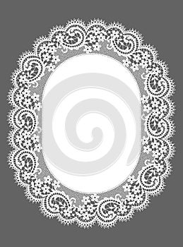 Oval Frame. Lace. Floral Pattern.
