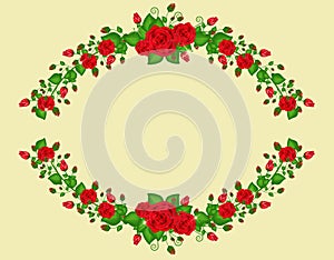 Oval frame with roses