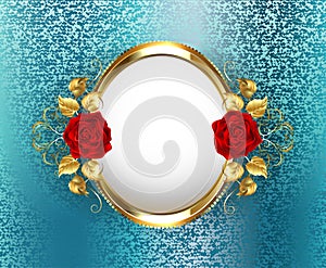 Oval frame with roses