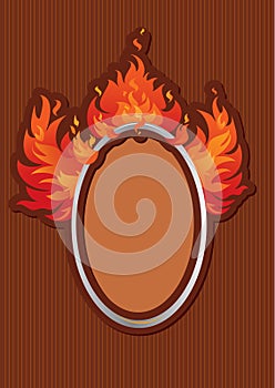 Oval frame with spurts of flame photo