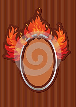 Oval frame with spurts of flame