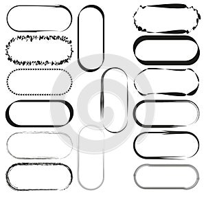 Oval frames set. Assorted ellipse borders collection. Design elements variety. Vector illustration. EPS 10.