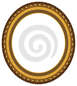 Oval gold picture frame photo