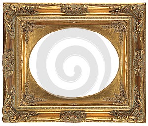 Oval isolated decorative bronze frame photo