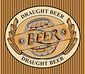 Oval label for draught beer with ears of wheat