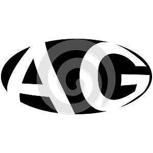 Oval logo double letter A, G two letters ag ga