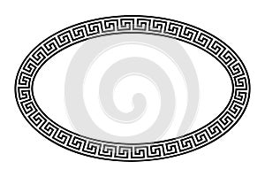 Oval meander frame and decorative border with seamless Greek key pattern