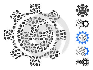 Oval Mosaic Gear Angry Smiley