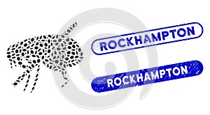 Oval Mosaic No Fleas with Distress Rockhampton Seals