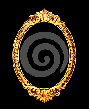 Oval old mirror frame isolated photo