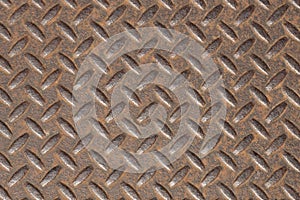 Oval pattern on the surface of the iron rusty walls